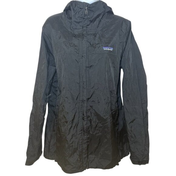 Patagonia Torrentshell Rain Jacket Women's Large Black Full Zip Hooded - Picture 1 of 11